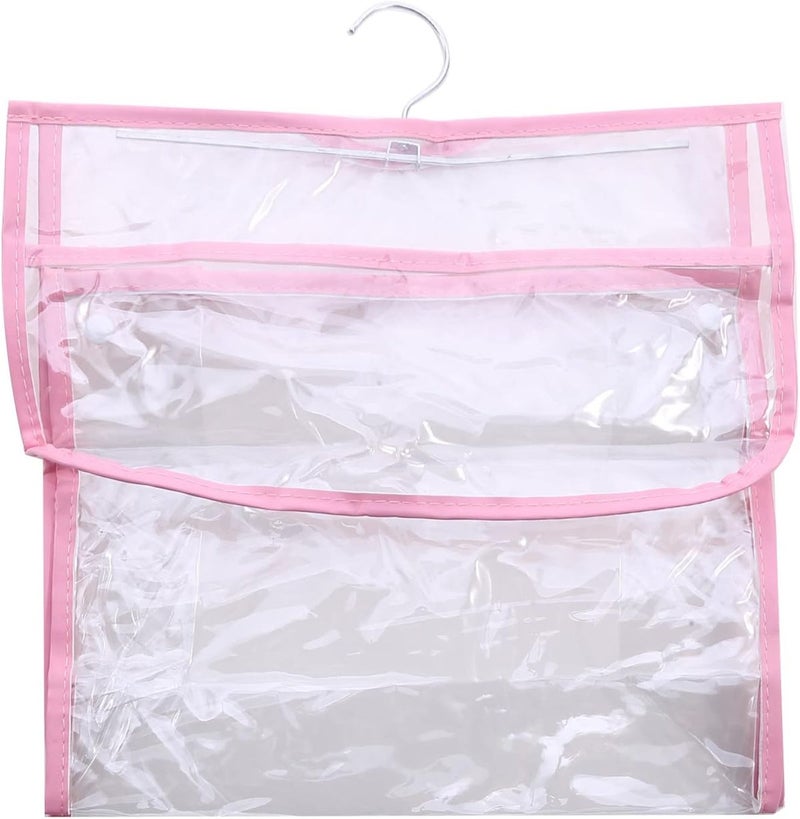 cheekyglo Clear PVC Hanging Storage Organizer for Bathroom Shower - Waterproof Wall Mounted Bag for Towels, Clothes, Makeup, Pink - Image 3