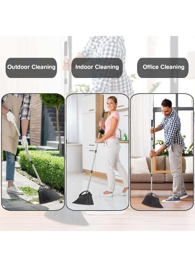 Yangbaga - Long Handled Dust Pan and Broom Set for Home, Heavy Duty Metal Stainless Steel Dustpans and Brooms, Upright Stand Up Design - Image 1