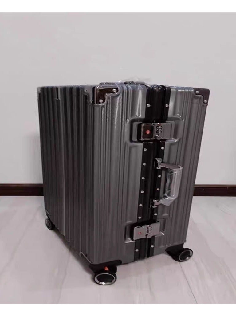 NKX Set of Three Aluminum Hard Shell Trolley Suitcases with 4 Spinner Wheels Size 20*24*28 Inches  - Image 3