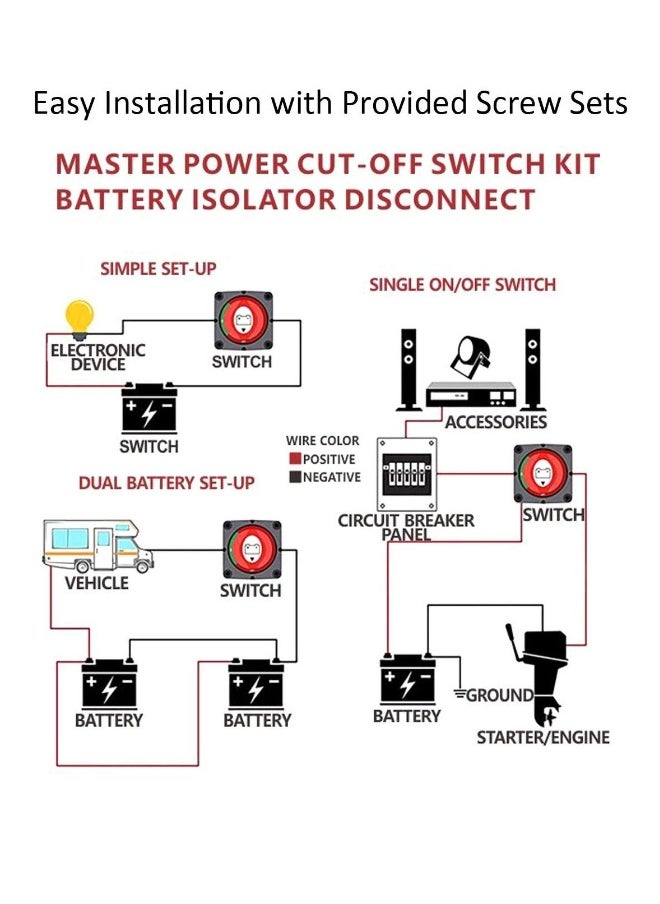 Generic Battery Disconnect Switch Master, Master Isolator, 12V-48V Waterproof Power Isolator On-Off Kill 275Amps High Current for Car RV Marine Boat Truck ATV Vehicles (On/Off)  - Image 4