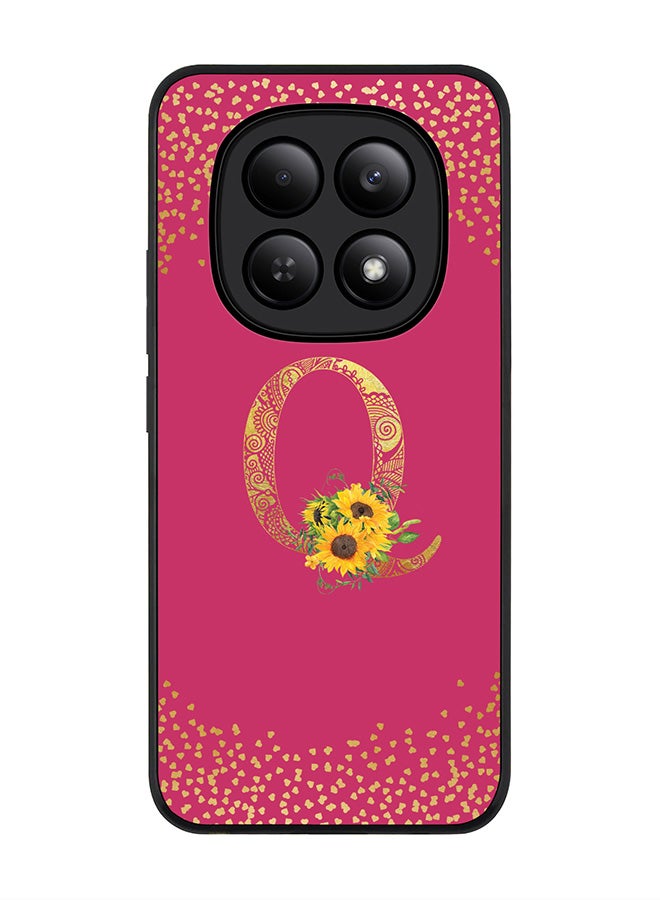 For Xiaomi Redmi Note 15 4G Case,Slim fit Camera Protection, Shockproof Thin Phone cover  - Custom Floral Monogram - Q ( Deep Pink )