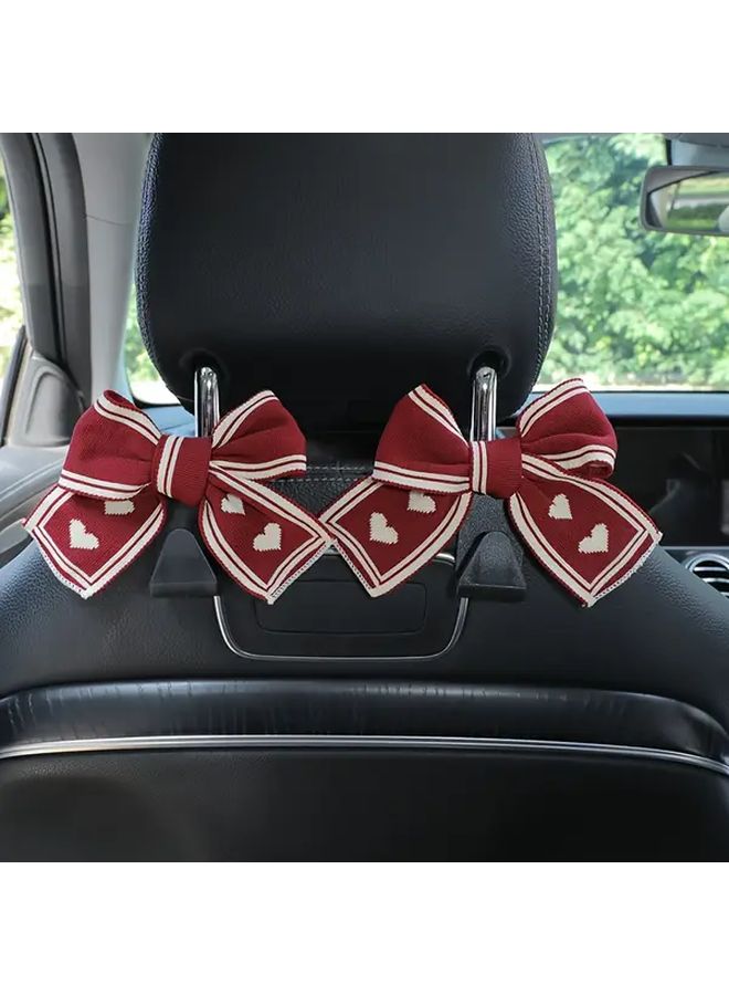 Pink Bow Car Seat Headrest Hooks 2 Pack Universal Fit Durable Back Seat Organizer - Image 5