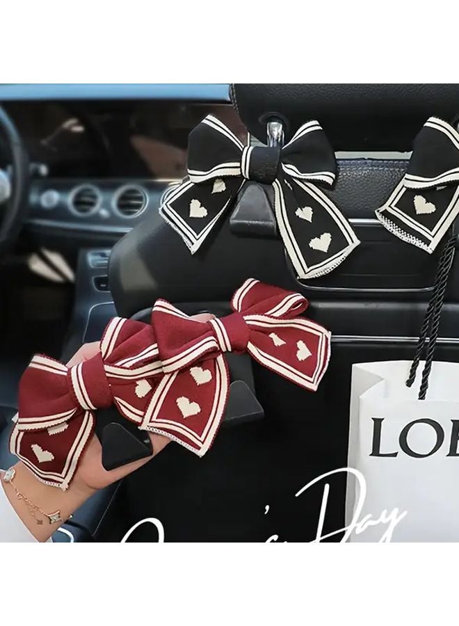 Pink Bow Car Seat Headrest Hooks 2 Pack Universal Fit Durable Back Seat Organizer - Image 4