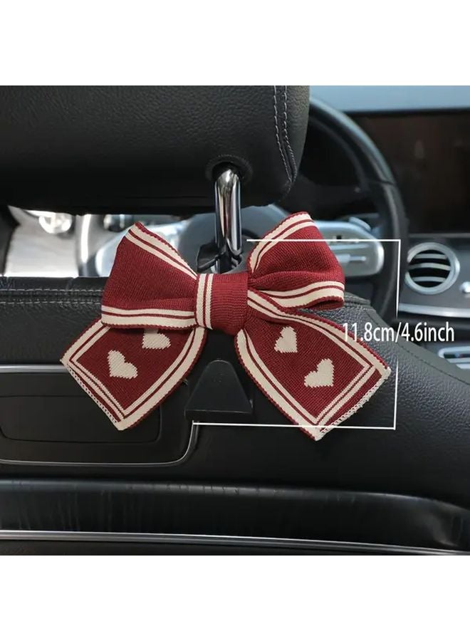 Pink Bow Car Seat Headrest Hooks 2 Pack Universal Fit Durable Back Seat Organizer - Image 2