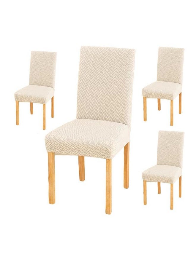 Styleys Elastic Chair Cover Stretch Removable Washable Short Jacquard Dining Chair Cover Protector Seat Slipcover (Pack of 4, Ivory, JCMC7) - pzsku/ZCEDE70913F34DB4CB949Z/45/_/1740119037/88408da1-9a5d-41ed-8f35-8eda1321b0e4