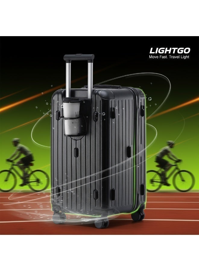 LIGHTGO 7610 black large suitcase PC Suitcase Trunk case check in luggage 29inch with TSA travel case - Image 2