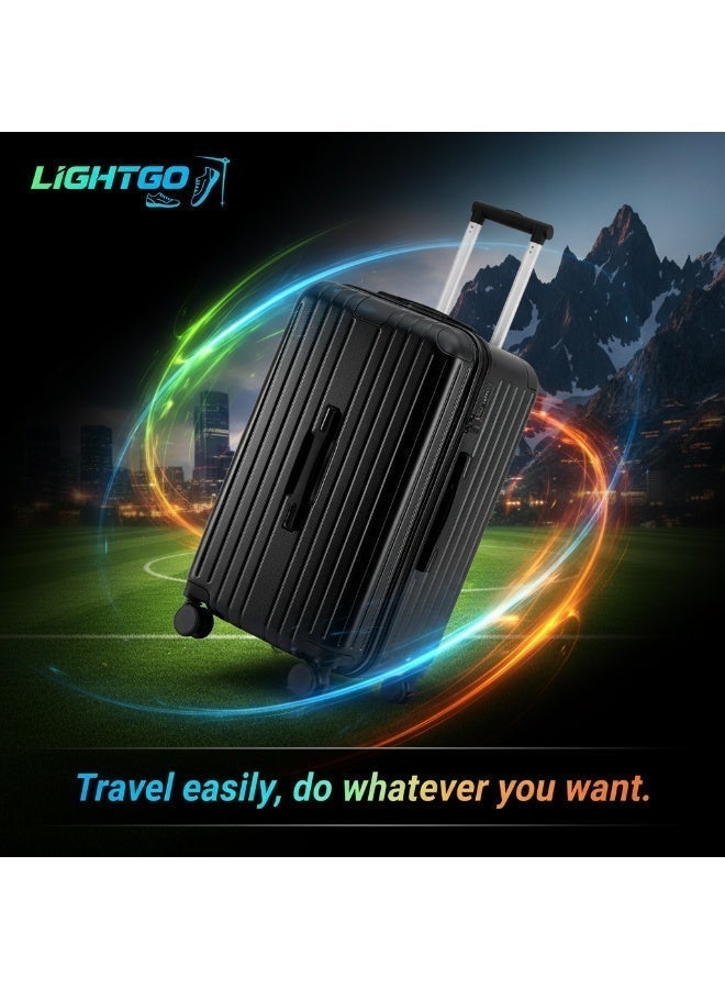 LIGHTGO 7610 black large suitcase PC Suitcase Trunk case check in luggage 29inch with TSA travel case - Image 1