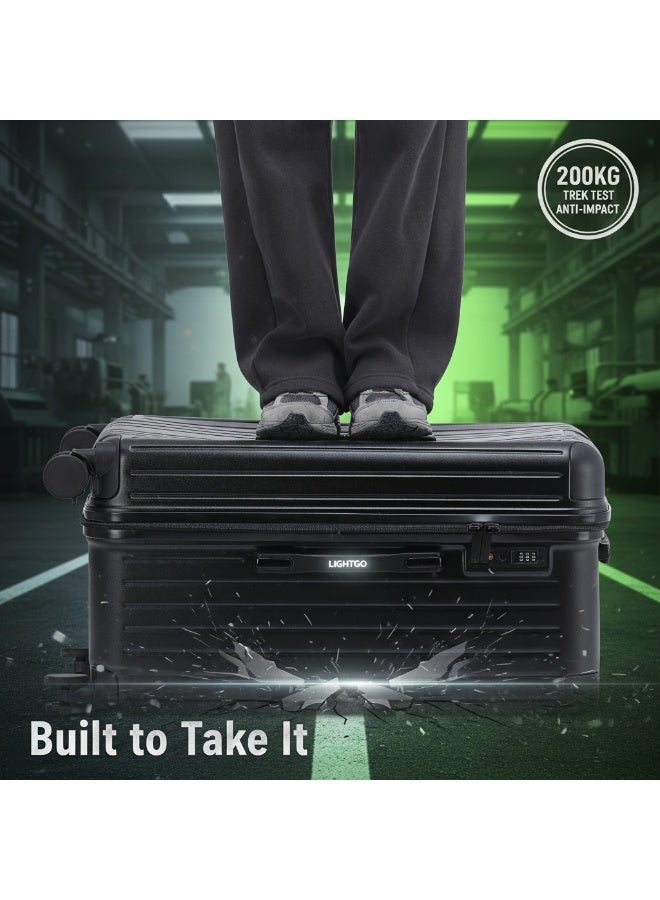 LIGHTGO 7610 black large suitcase PC Suitcase Trunk case check in luggage 29inch with TSA travel case - Image 4