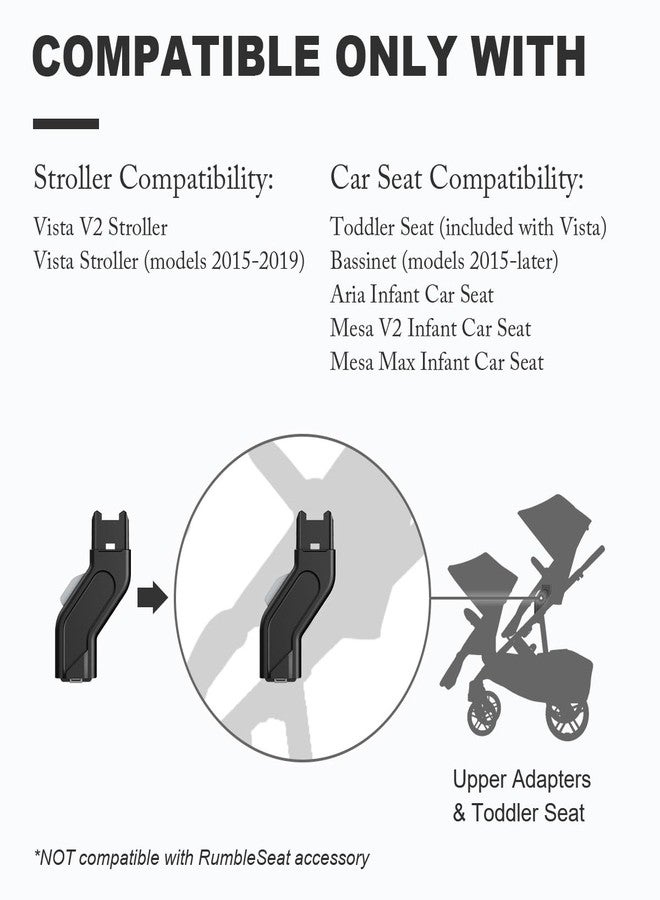 ملحقات المحول العلوي متوافقة مع عربات الأطفال/المهد من طراز UPPAbaby Vista و Vista V2 و Vista V3 ومقاعد الأطفال الصغار ومقاعد السيارات للأطفال الرضع (Aria و Mesa V2 و Mesa Max) - Image 2