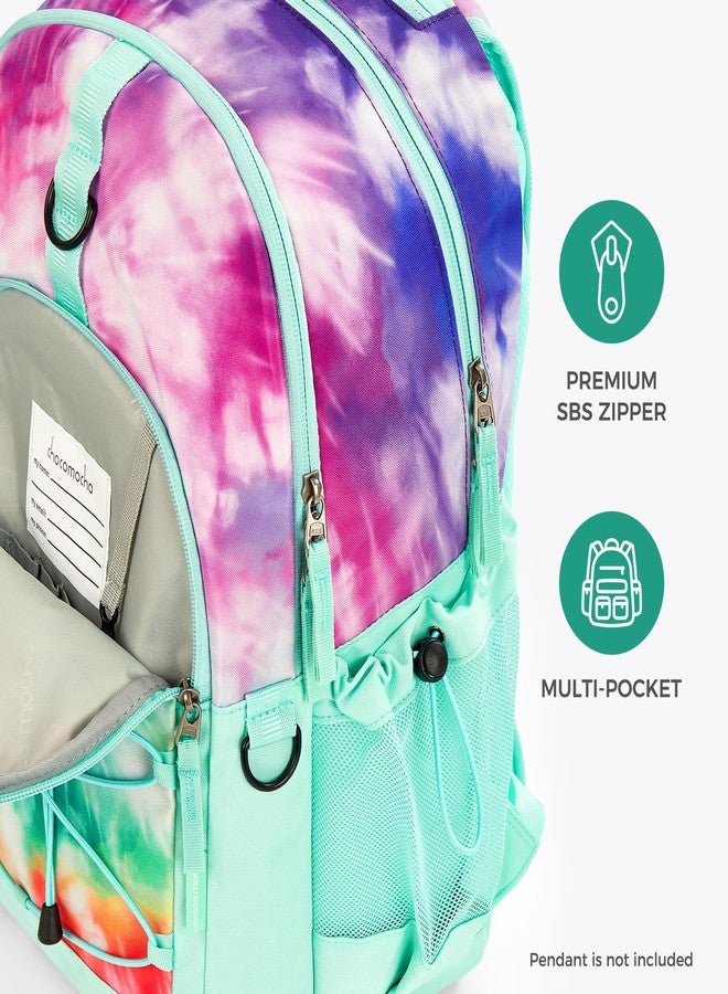 Choco Mocha حقيبة ظهر شوكو موكا للفتيات المراهقات، مقاس 18 بوصة، لون أزرق مخضر بنقشة ربطة العنق، 18 بوصة، حقيبة ظهر - Image 4