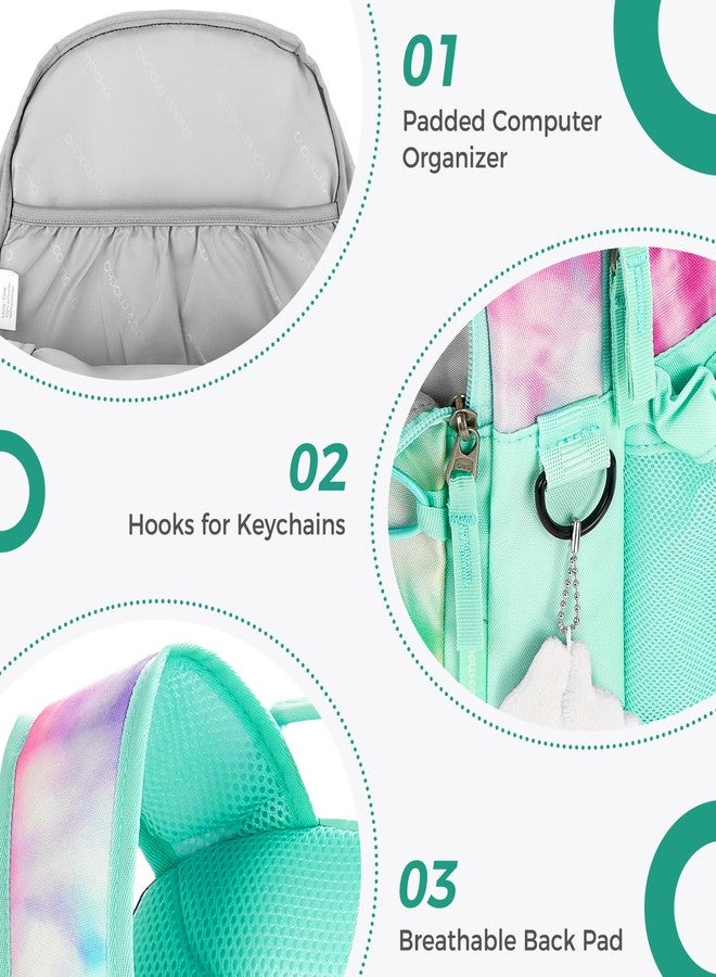 Choco Mocha حقيبة ظهر شوكو موكا للفتيات المراهقات، مقاس 18 بوصة، لون أزرق مخضر بنقشة ربطة العنق، 18 بوصة، حقيبة ظهر - Image 5