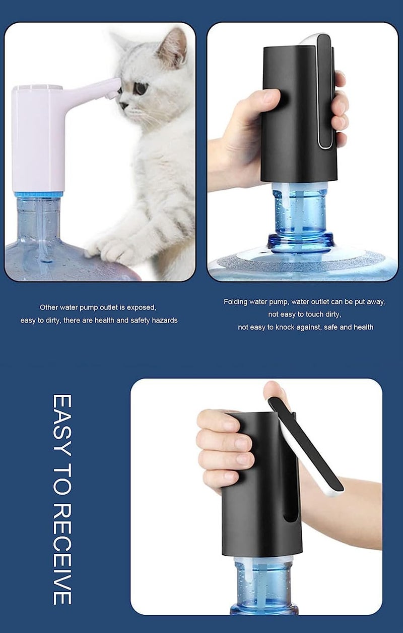HETZON SALES 5 Gallon Foldable Water Bottle Pump, Portable Wireless Electric Water Bottle Pump, USB Rechargeable Automatic Drinking Water Dispenser, Ideal for Home, Kitchen, Office, Outdoor (White) - Image 4