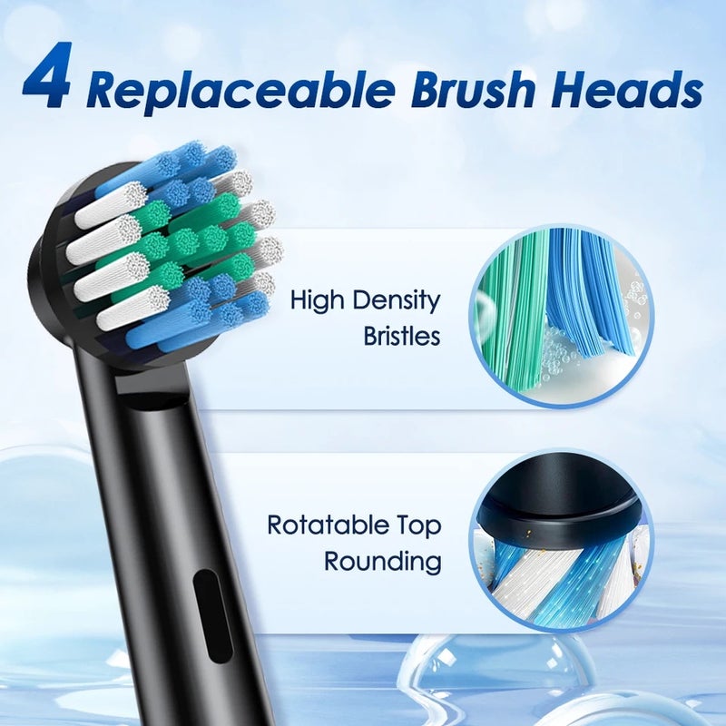 HailiCare Smart Rotating Electric Toothbrush Rechargeable Rotary with 4 Heads Replacement Electric Toothbrush for Adults Soft - Image 5