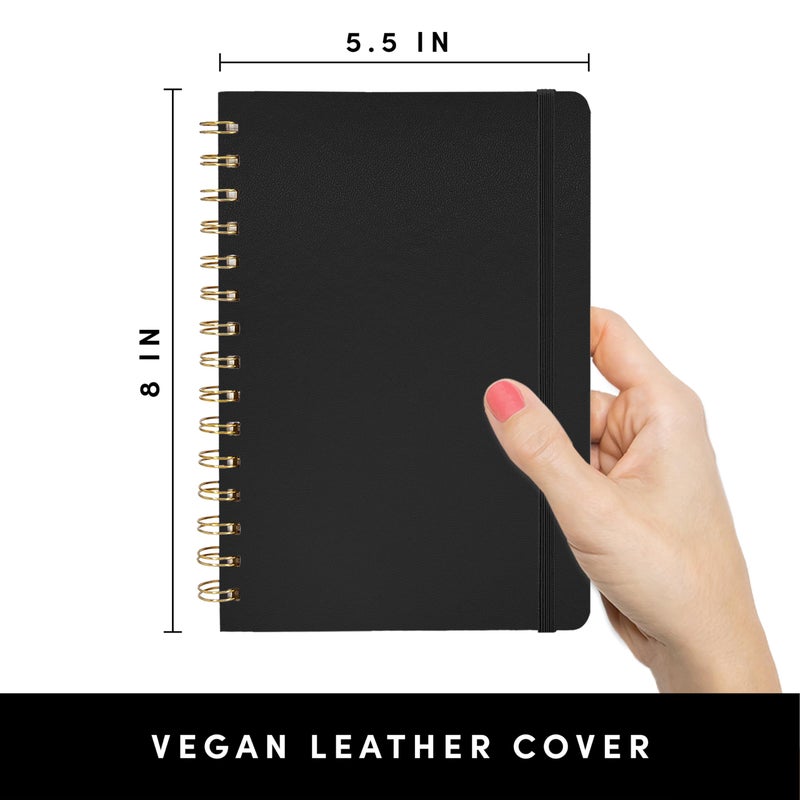 PAPERAGE Graph Paper Spiral Notebook & Journal, (Black), 160 Pages, Medium 5.5 inches x 8 inches - 100 GSM Thick Graphing Paper, Hardcover, Double-Wire Grid Spiral Notebook - Image 2