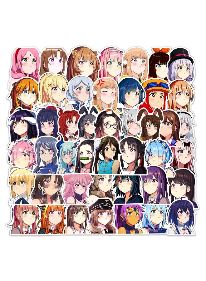NIBEMINENT 50 Pcs Pouting Anime Characters Collection Deco Kit Waterproof Stickers, High Definition Printing Bright Colors, Suitable for Laptop Skateboard Luggage Water Bottle Guitar DIY - Image 1