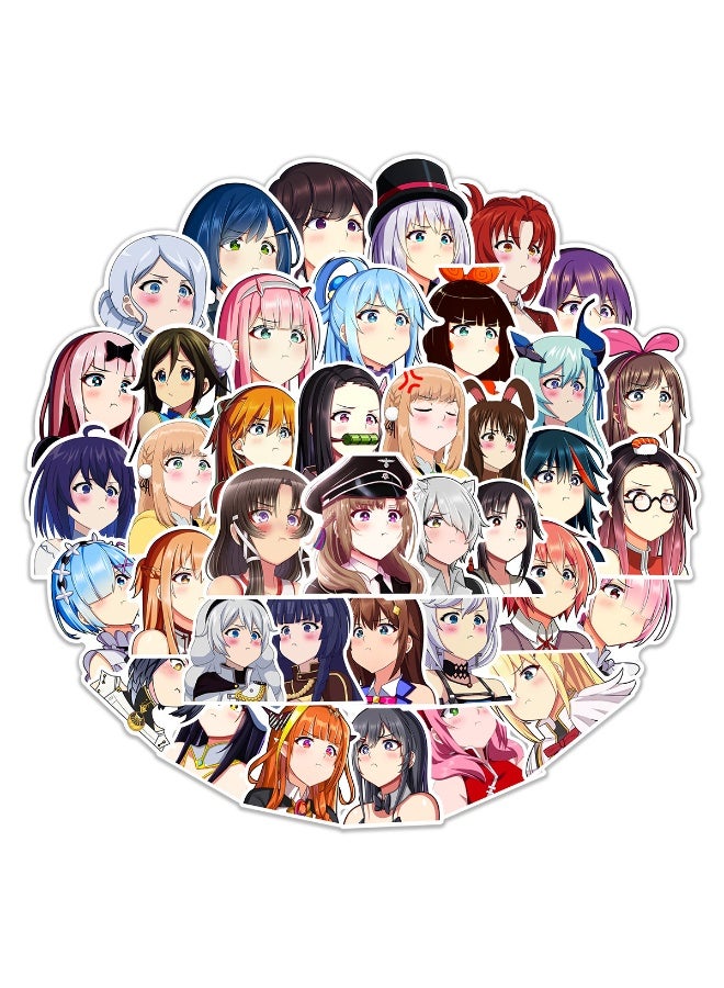 NIBEMINENT 50 Pcs Pouting Anime Characters Collection Deco Kit Waterproof Stickers, High Definition Printing Bright Colors, Suitable for Laptop Skateboard Luggage Water Bottle Guitar DIY - Image 2