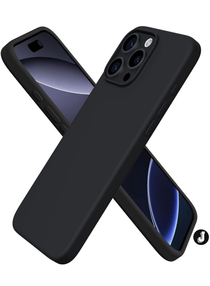 JAJEEK "New Soft Liquid Silicone Gel Case for iPhone 16 Pro Max – Full Body Shockproof Protection, Matte Finish & Soft Microfiber Lining (Black)" - Image 1