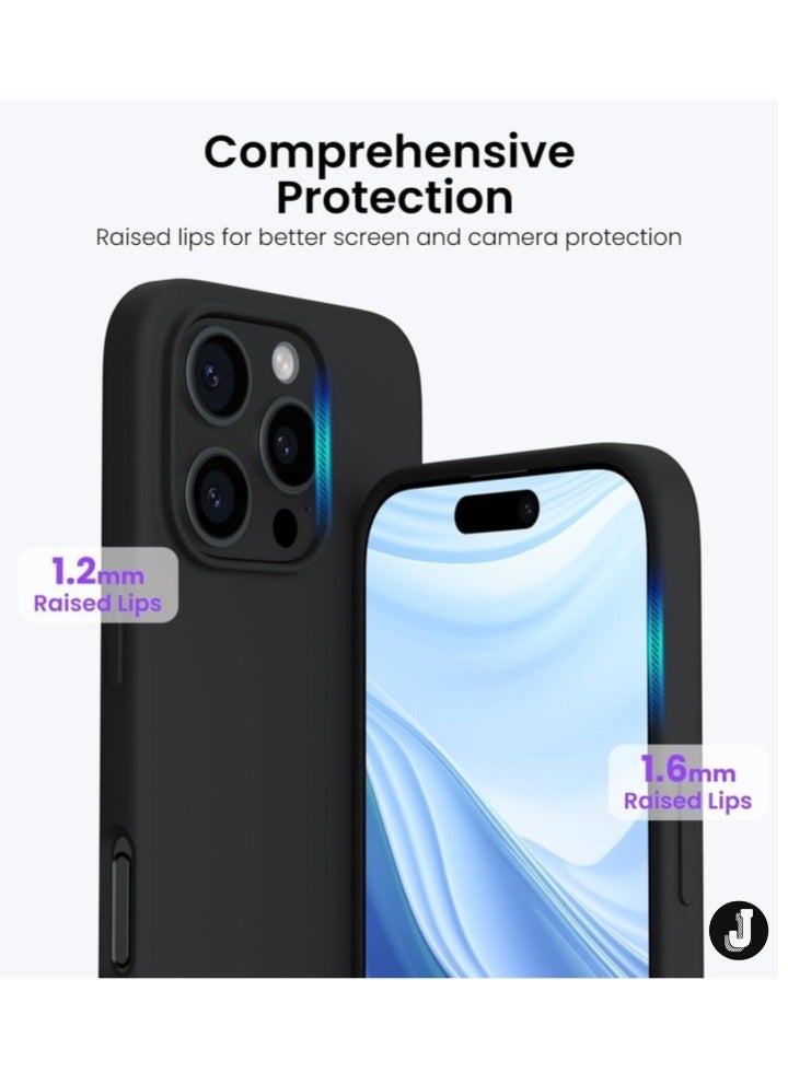 JAJEEK "New Soft Liquid Silicone Gel Case for iPhone 16 Pro Max – Full Body Shockproof Protection, Matte Finish & Soft Microfiber Lining (Black)" - Image 4