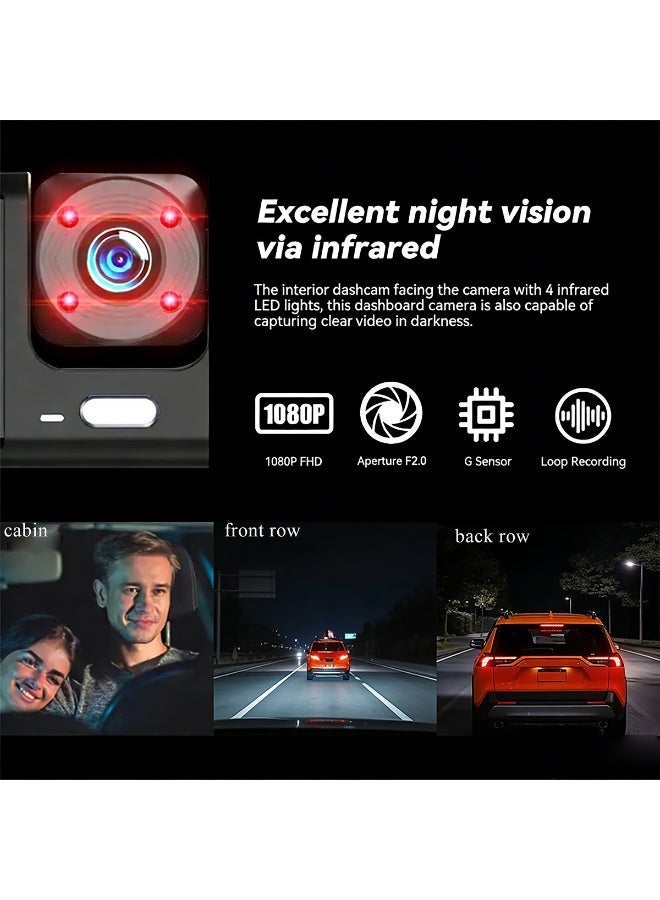 Three-lens 1080P high-definition car recorder with infrared night vision and APP connectivity for parking monitoring integrated unit - Image 3