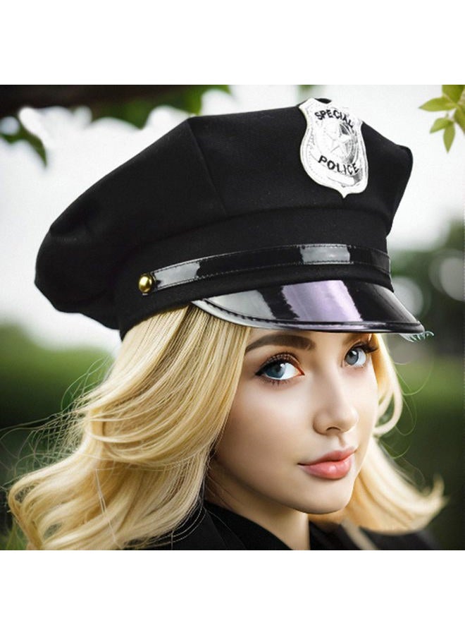 Soochat Police Hat Cop Hat Policeman Cap Police Cosplay Halloween Party Accessories - Image 4