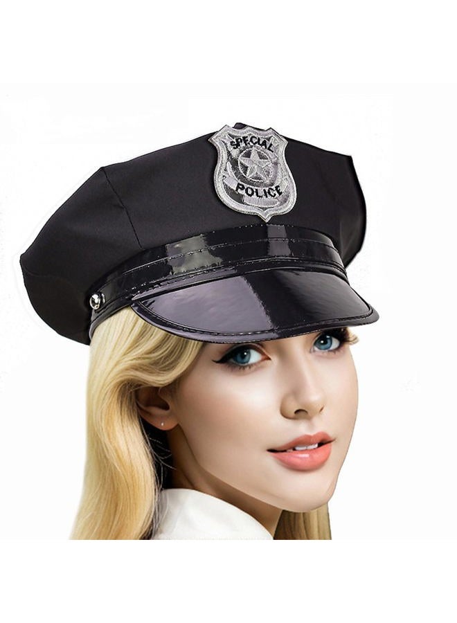 Soochat Police Hat Cop Hat Policeman Cap Police Cosplay Halloween Party Accessories - Image 2