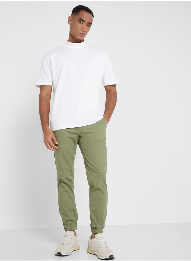 Thomas Scott - Thomas Scott Men Olive Green Joggers Trousers - Image 1