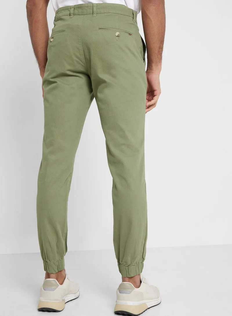 Thomas Scott Thomas Scott Men Olive Green Joggers Trousers
