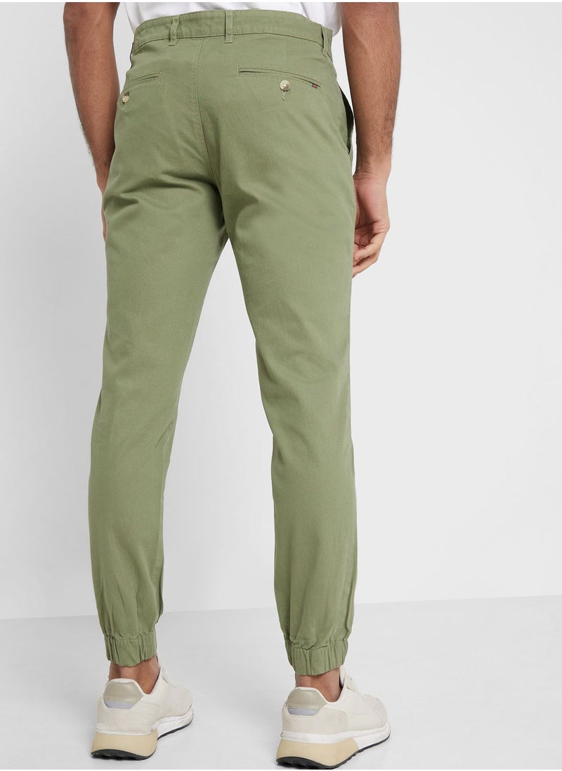 Thomas Scott - Thomas Scott Men Olive Green Joggers Trousers - Image 1
