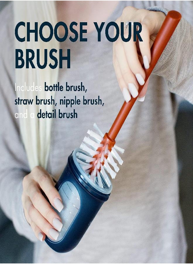 BOON - Boon MOD Baby Bottle Brushes for Cleaning - 4 Count - Sage - Includes Bottle Cleaner Brush, Straw Cleaner Brush, Nipple Brush and Detail Brush for Baby Essentials - Image 1