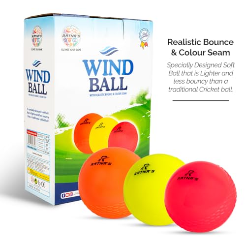 RATNA'S Synthetic Material Wind Ball 6 Pcs for Cricket, Soft Lightweight Balls with Realistic Colour Seam, for Kids 5+ Years, Multicolor - Image 5