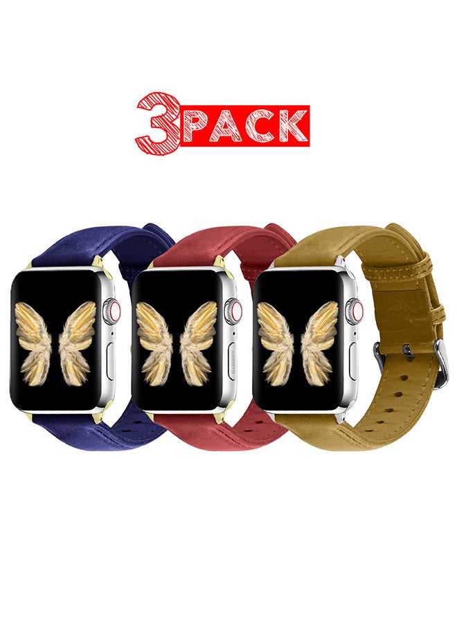 CATANES 3 Pack For Apple Watch Band 38mm/40mm/41mm Leather Band Buckle Strap Wristband Compatible with Apple watch series 7/6/5/4/3/2/1/SE - Image 1