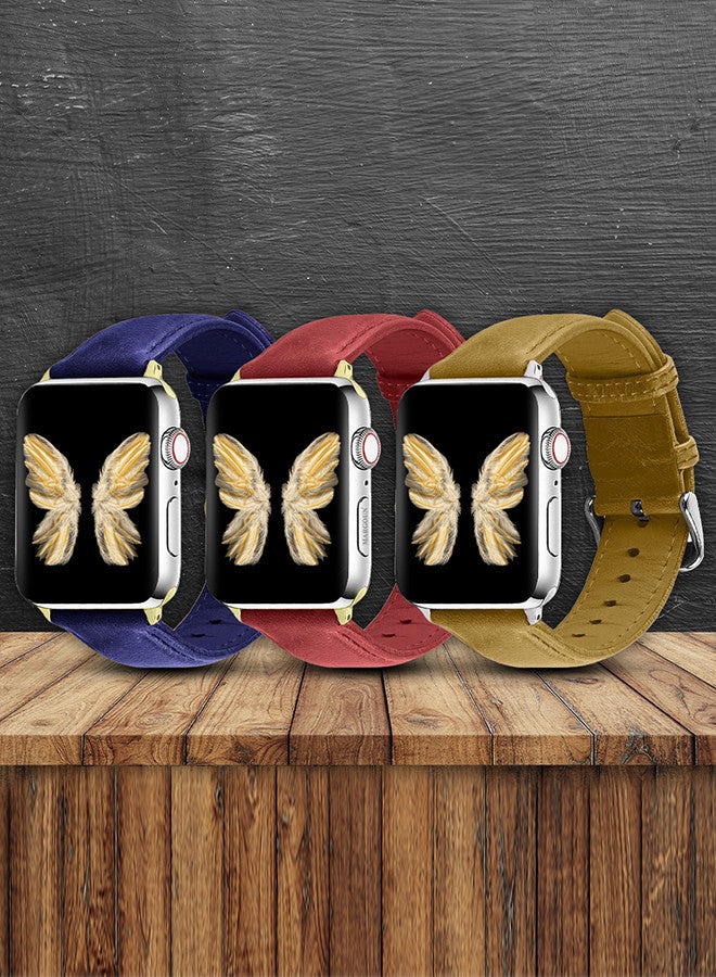 CATANES 3 Pack For Apple Watch Band 38mm/40mm/41mm Leather Band Buckle Strap Wristband Compatible with Apple watch series 7/6/5/4/3/2/1/SE - Image 2