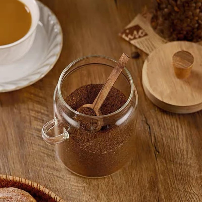 ANSQU Glass Jar with Wooden Lid and Spoon, 20.3oz Food Storage Containers Coffee Jar Coffee Grounds Container, Glass Food Storage Canister (1 Pack) - Image 5