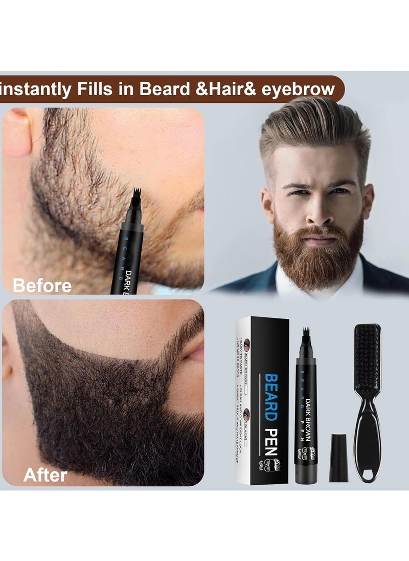 EELHOE - Beard Pencil Filler for Men - Beard Pen - Beard Brush Bristle Waterproof Sweatproof - Natural Longlasting Coverage Mustache Kit - Enhance Facial Hair Styling Thickener Shape Define Colour - Image 1