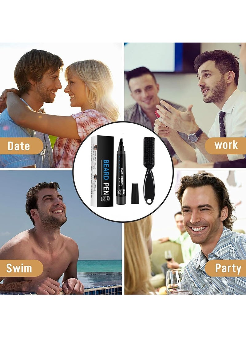 EELHOE - Beard Pencil Filler for Men - Beard Pen - Beard Brush Bristle Waterproof Sweatproof - Natural Longlasting Coverage Mustache Kit - Enhance Facial Hair Styling Thickener Shape Define Colour - Image 1