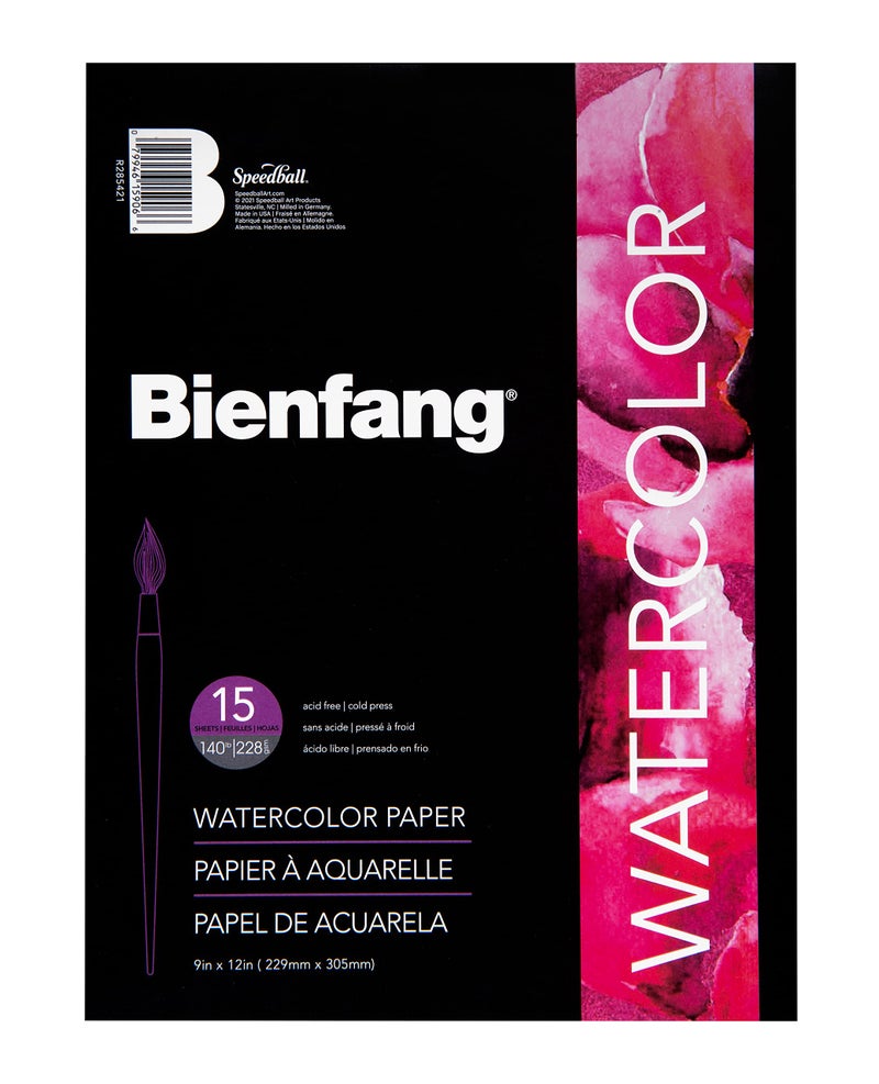Bienfang Watercolor Paper Pad 9x12 Cold Press 15 Sheets 140lb 228gsm