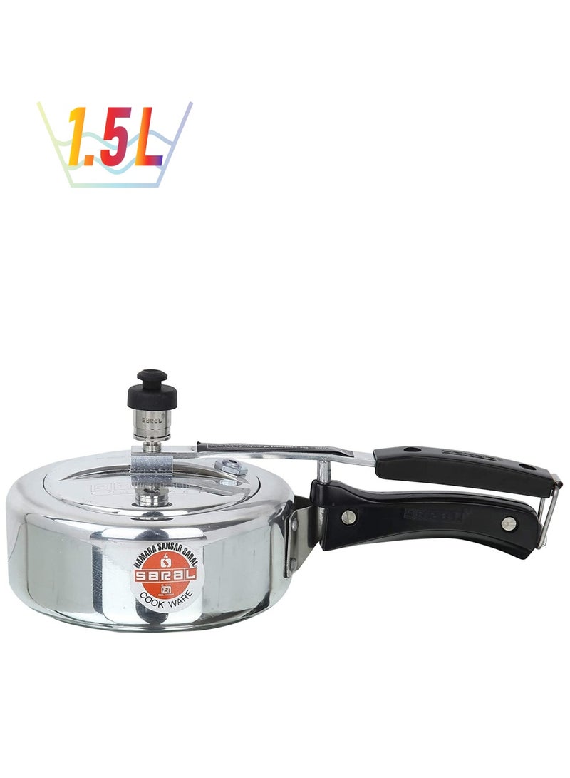Saral Aluminum Pressure Cooker With Inner Lid Metallic 1.5L - Image 1