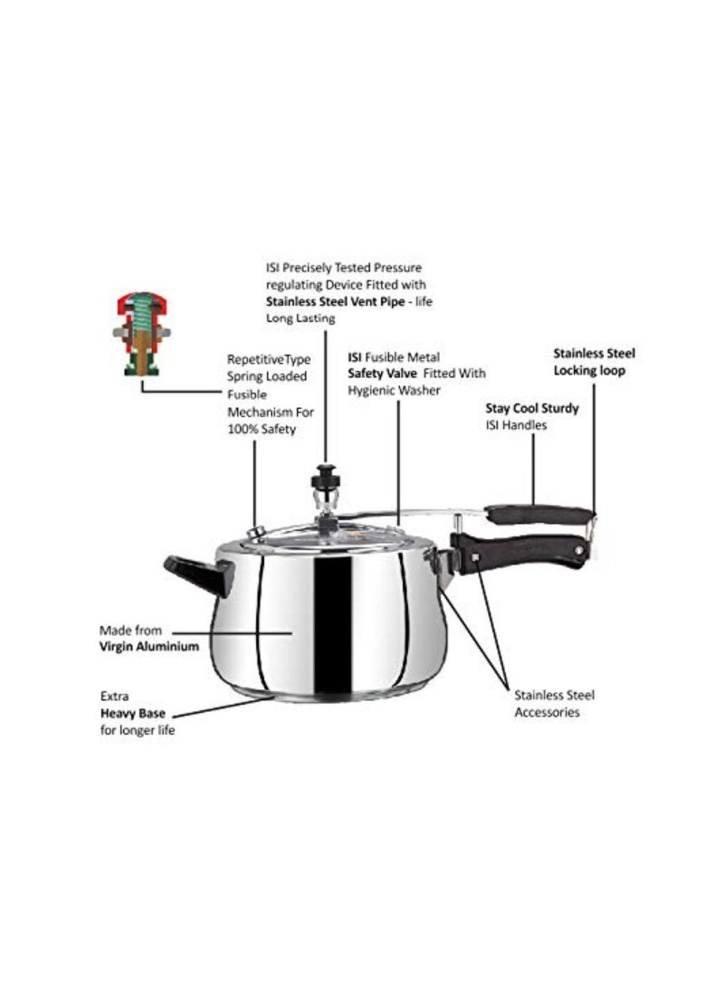 Saral Aluminum Pressure Cooker With Inner Lid Metallic 1.5L - Image 5