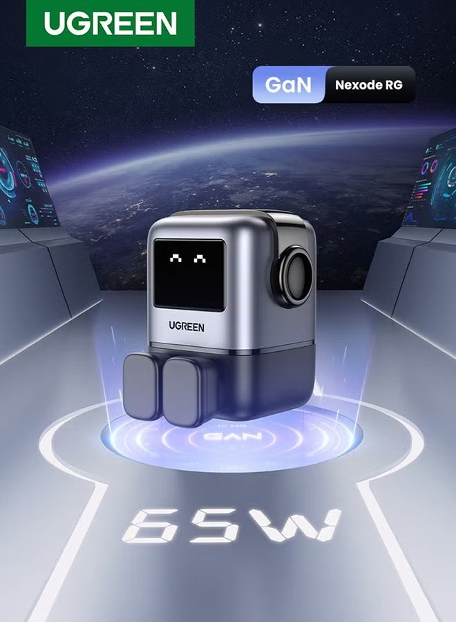 UGREEN ECO Uno 65W Type C Charger Dynamic Expression Display 2C1A USB C Charger With LED Screen Fun Charging Fast USB Type C Wall Adapter Portable Mini Size GaN Charger Adapter For iPhone 16 Series Galaxy S24 Space Gray - Image 1