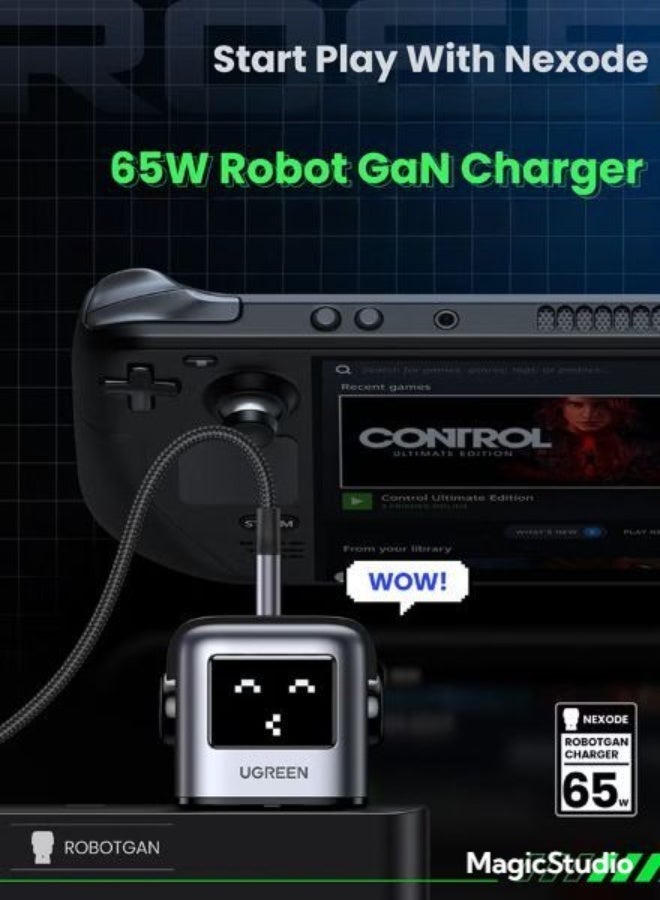 UGREEN ECO Uno 65W Type C Charger Dynamic Expression Display 2C1A USB C Charger With LED Screen Fun Charging Fast USB Type C Wall Adapter Portable Mini Size GaN Charger Adapter For iPhone 16 Series Galaxy S24 Space Gray - Image 2