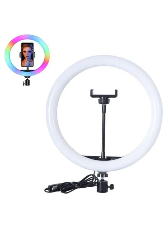 SHOPI - MJ26 RGB LED Ring Light 26cm 10-inch multicolor off white light with Phone Clip wall Phone Video Beauty Fill Light - TikTok Light - Musically Light - Image 1