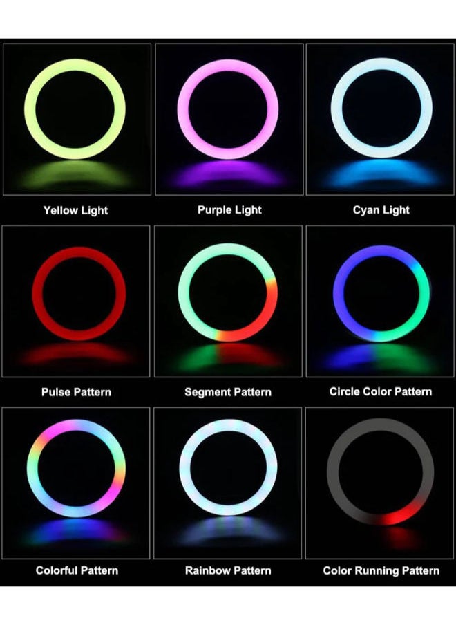 SHOPI - MJ26 RGB LED Ring Light 26cm 10-inch multicolor off white light with Phone Clip wall Phone Video Beauty Fill Light - TikTok Light - Musically Light - Image 1