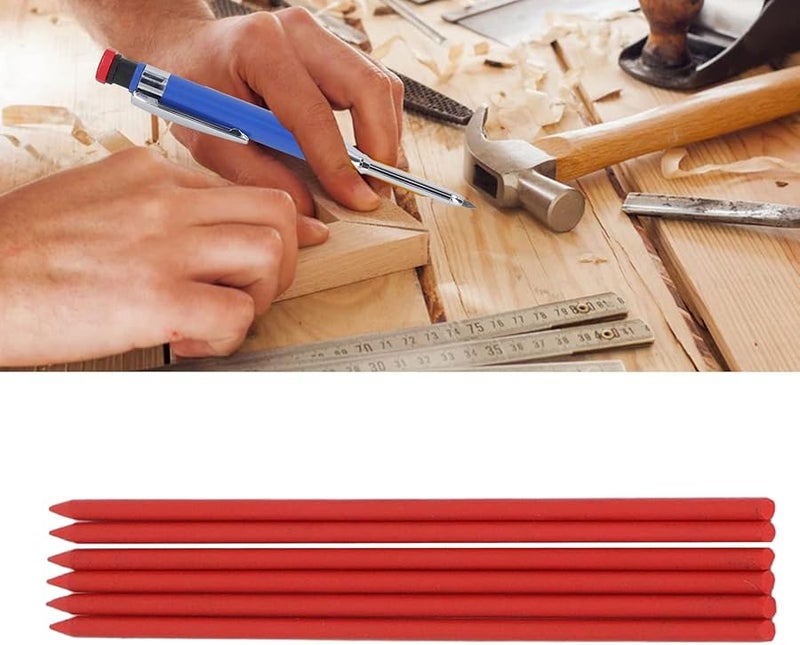 Respicefinem 2 8 مم Hb قلم رصاص نجار تعبئة مجموعة 6 قطع أداة تحديد النجارة الخشبية الحمراء - Image 4