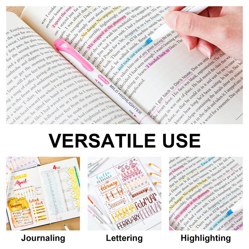 Shuttle Art Highlighters, 18 Colors Pastel Highlighter Pens Assorted Colors, Dual Tip Mild Color Highlighter Markers, Perfect for Teens, Kids and Adults Coloring, Underlining, Highlighting - Image 5