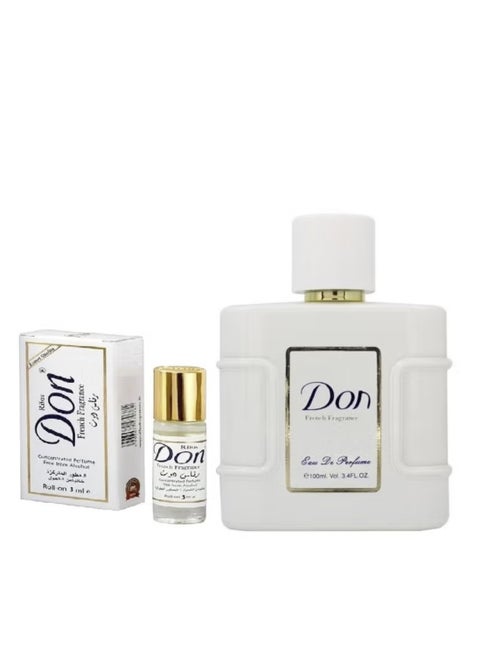 مجموعة من عطر أو دو برفيوم 100 مل + عطر دون مركز رول اون برفيوم خالي من الكحول 3 مل