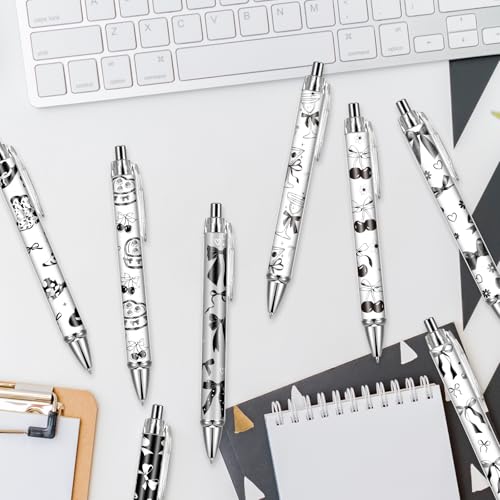 VorkiVecKi Black Bow Ballpoint Pens - 24 Pcs Coquette Stuff Retractable Gel Ink Ball Point Pen Gifts for Girls Dark Tie Writing School Supplies Fine Fancy Office Essentials for Nurse Teacher Assistant - Image 5