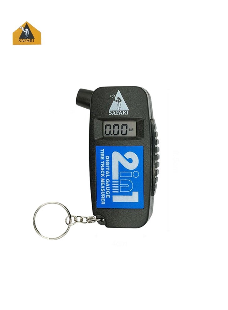 Safari Safari Digital Tire Pressure Gauge 2 in 1 LCD Air Pressure Tester and Tire Tread Depth Measurer for Cars Trucks Motorcycles Bicycles Portable Keychain Design Energy Saving Anti Slip- TG-50  - Image 2