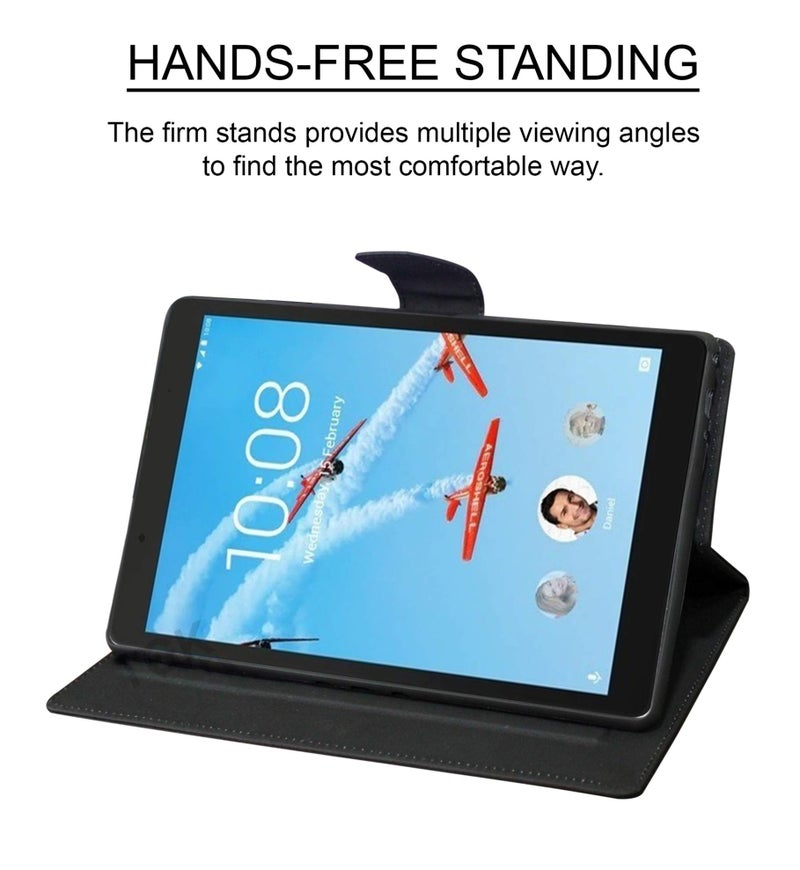 TGK Leather Flip Stand Cover with TPU Back Case for Lenovo Tab E7 Tb-7104I Tablet 7 inch - Black - Image 2