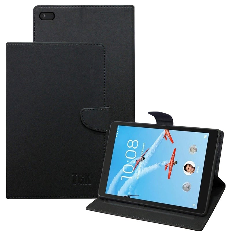 TGK Leather Flip Stand Cover with TPU Back Case for Lenovo Tab E7 Tb-7104I Tablet 7 inch - Black - Image 1