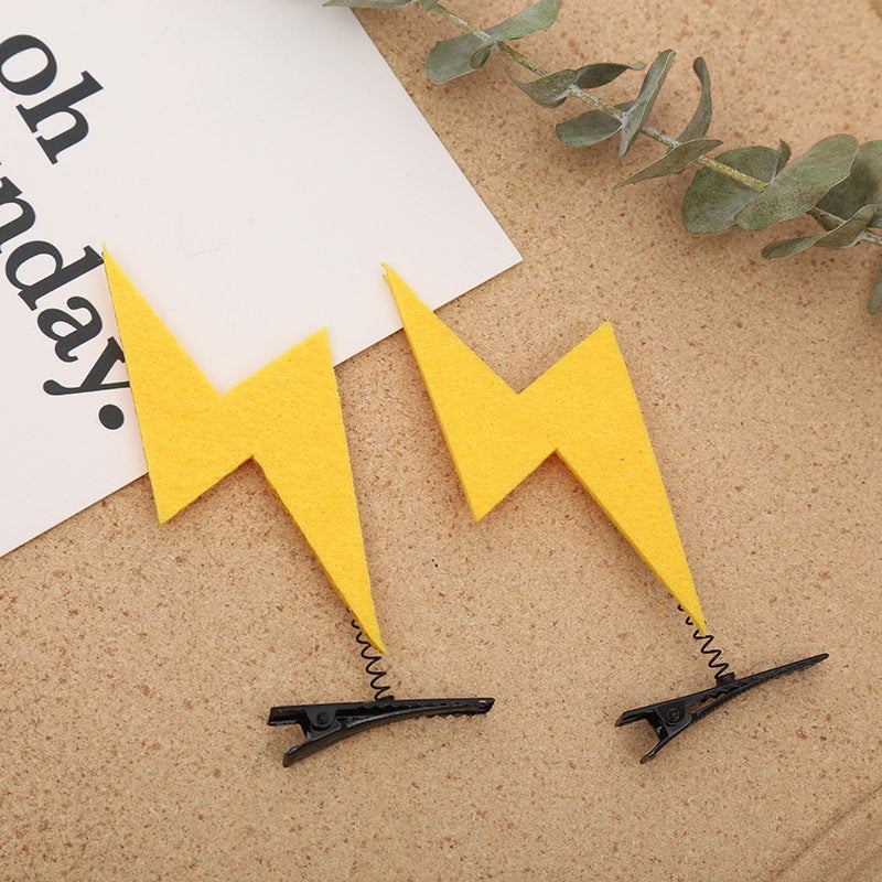 New Creative Symbol Quirky Headband Trendy Cute Question Exclamation Yellow lightning hairpin (1 piece)